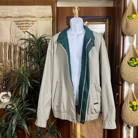 Members Only XLT Jacket | Beige Windbreaker Retro 80s Dadcore Plaid Lined Coat - Picture 2 of 13